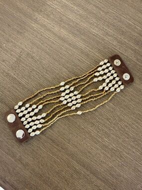 Noonday Very Versatile Artisan Bracelet Upcycled Metal Artillery and Leather